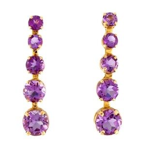 14K solid gold and Amethyst vintage dangle earrings